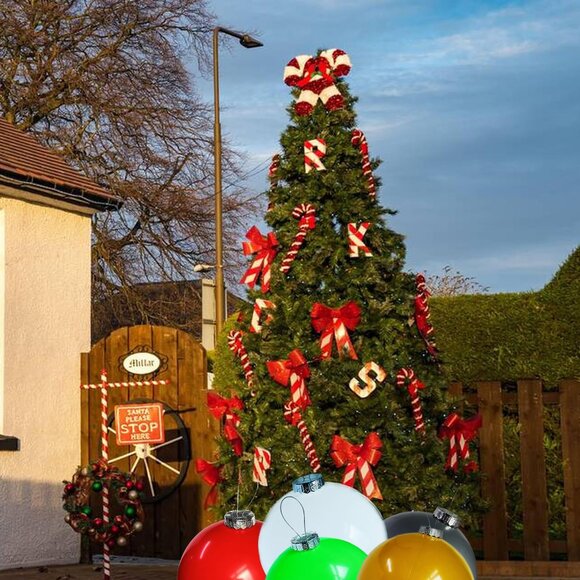 Inflatable Christmas Ornaments, (5Pcs 14 Inch) Large Inflatable Christmas Balls - Picture 3 of 4